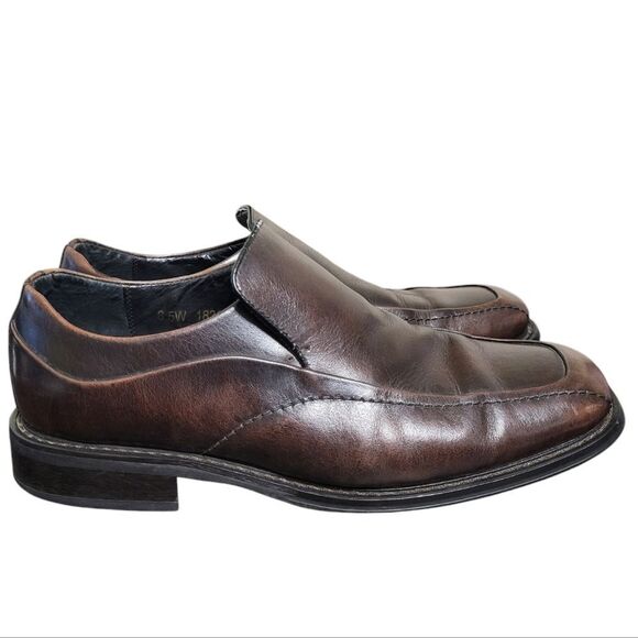 Florsheim Mens Corbin Mahogany Brown Leather Slip On Loafer, Size 8.5 Wide - Picture 3 of 11